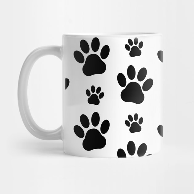 Paw Pattern, Dog Paws, Paw Prints, Black and White by Jelena Dunčević